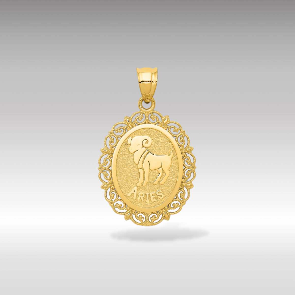 Charlie & Co. Jewelry | 14K Gold Aries Zodiac Oval Pendant | Gold