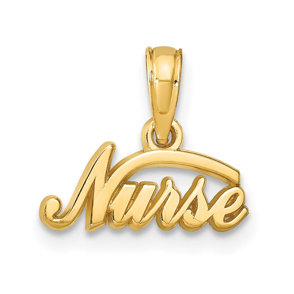 Gold Cursive 'Nurse' Pendant Necklace Model-C2963 - Charlie & Co. Jewelry