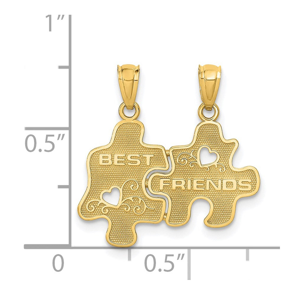 Gold BEST FRIENDS Puzzle Pieces Break-apart Pendant Necklace - Model C3026 - Charlie & Co. Jewelry