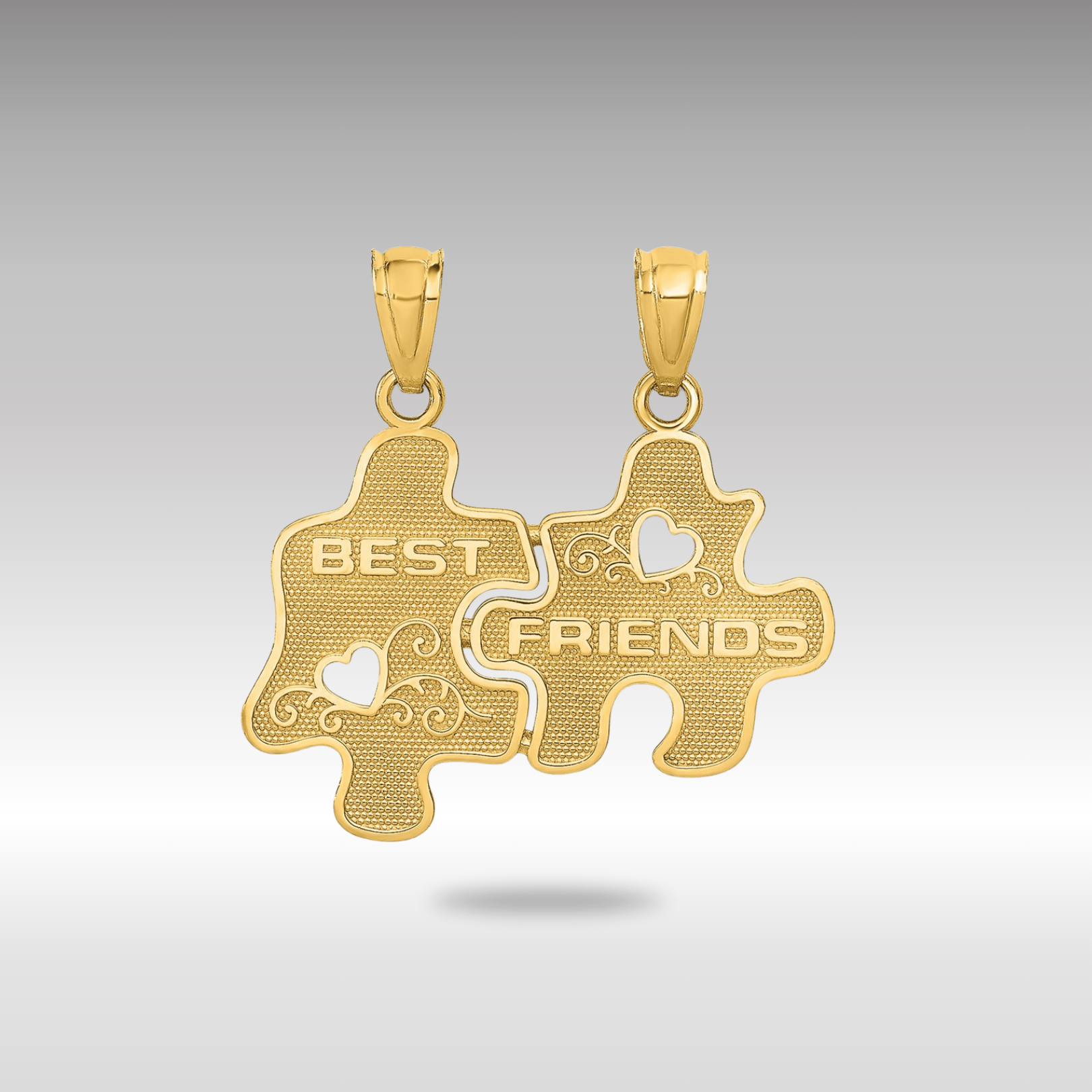 Gold BEST FRIENDS Puzzle Pieces Break-apart Pendant Necklace - Model C3026 - Charlie & Co. Jewelry