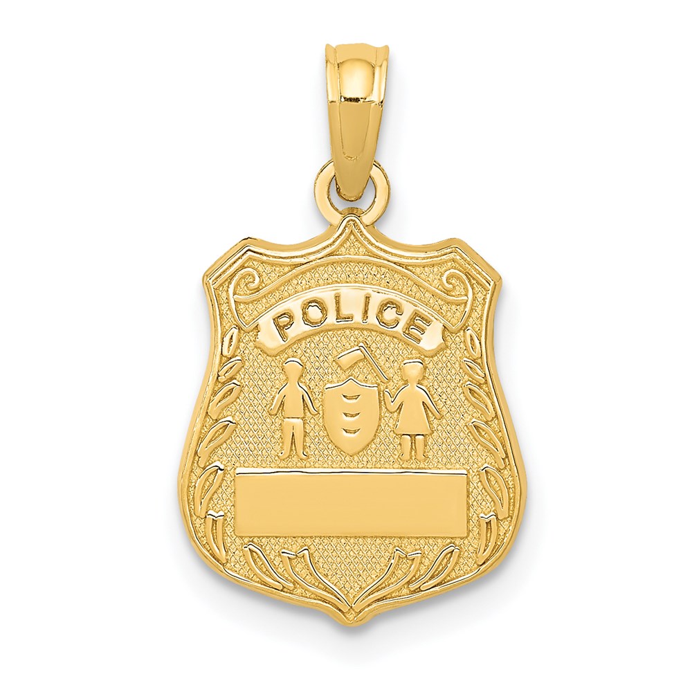 Gold POLICE Badge Pendant Necklace Model-C3099 - Charlie & Co. Jewelry