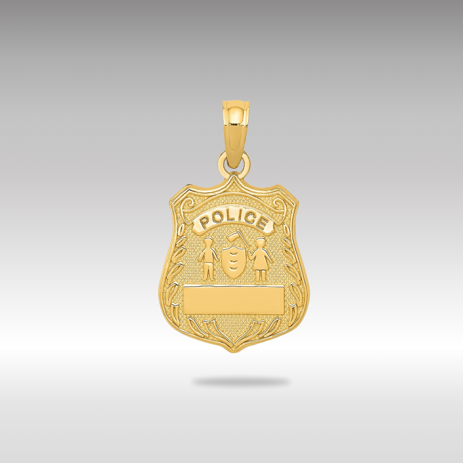 Gold POLICE Badge Pendant Necklace Model-C3099 - Charlie & Co. Jewelry