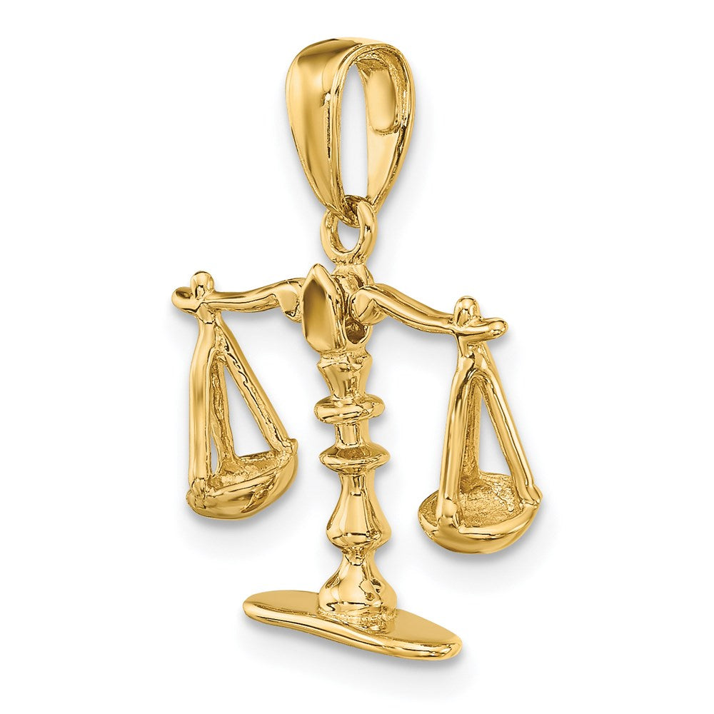 Gold 3-D Moveable Scales of Justice Pendant Necklace Model-C3122 - Charlie & Co. Jewelry