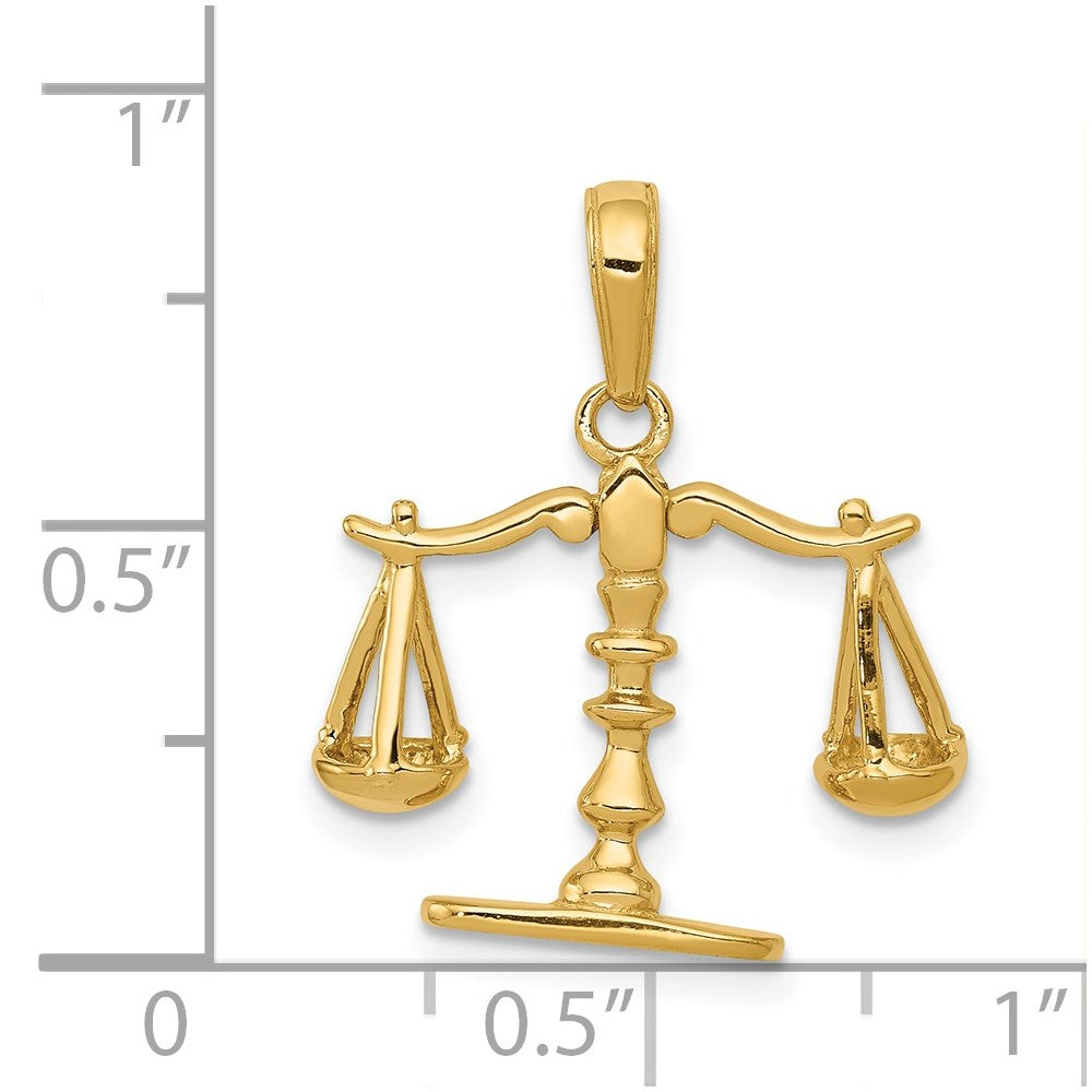 Gold 3-D Moveable Scales of Justice Pendant Necklace Model-C3122 - Charlie & Co. Jewelry