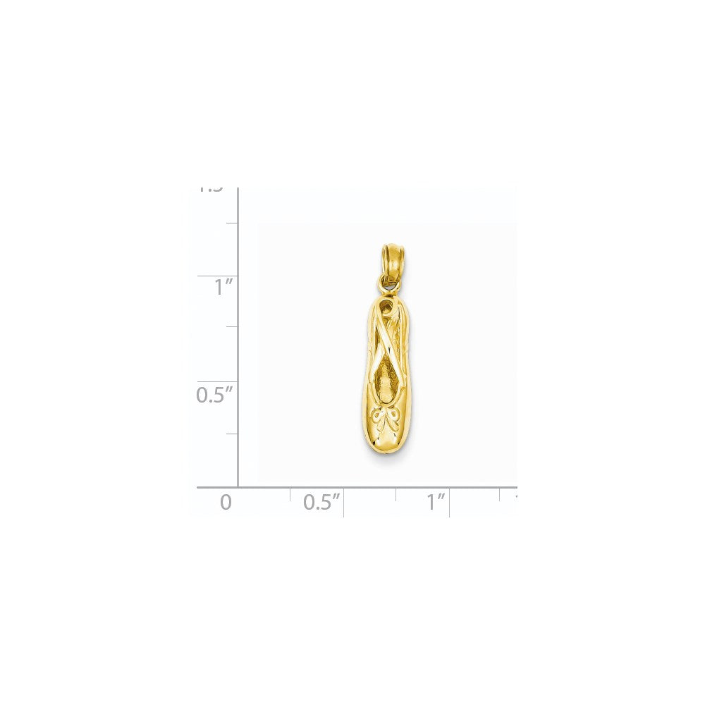 14K Gold 3-D Ballet Slipper Necklace Pendant - Charlie & Co. Jewelry