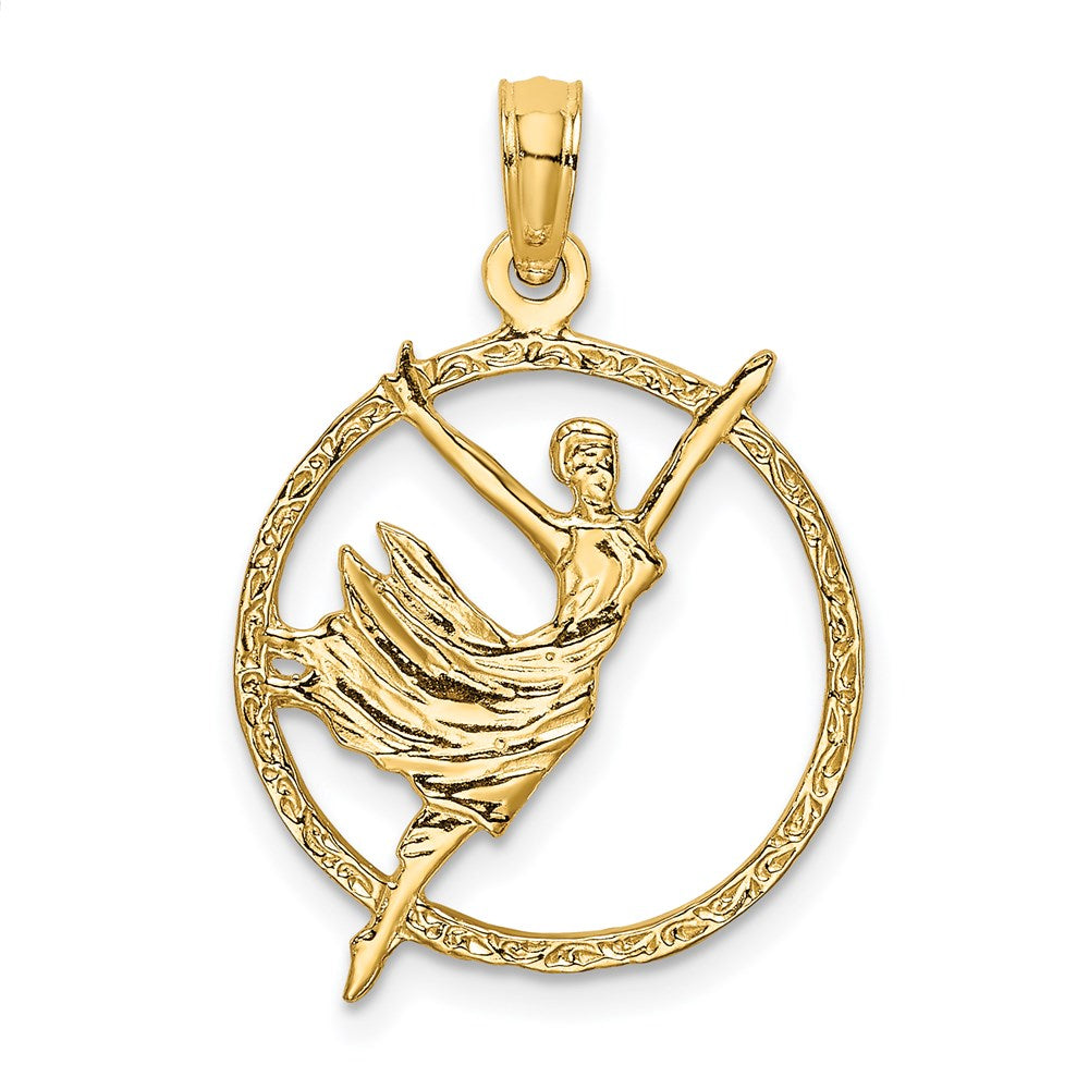 14K Gold Dancer in Circle Charm Necklace - Charlie & Co. Jewelry