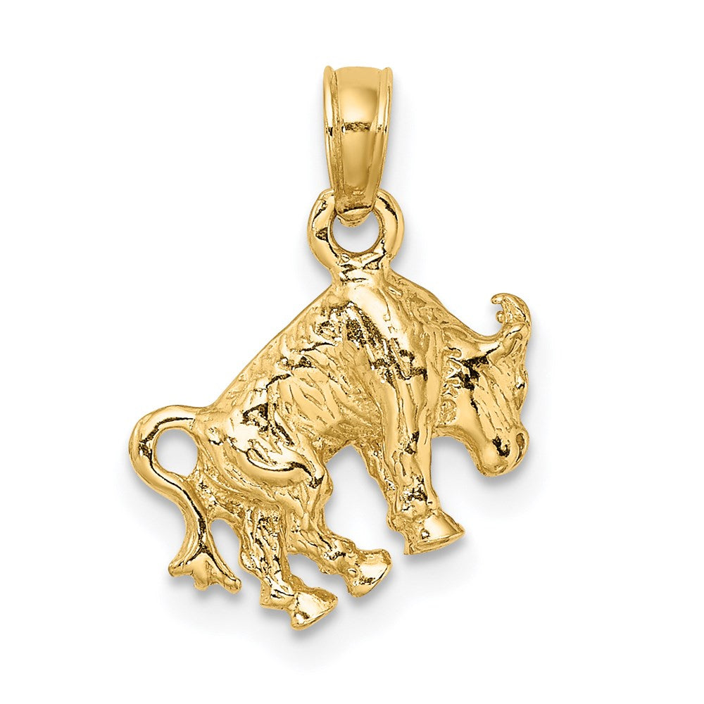 Gold 3-D Taurus Bull Zodiac Charm Necklace Model-C3144 - Charlie & Co. Jewelry