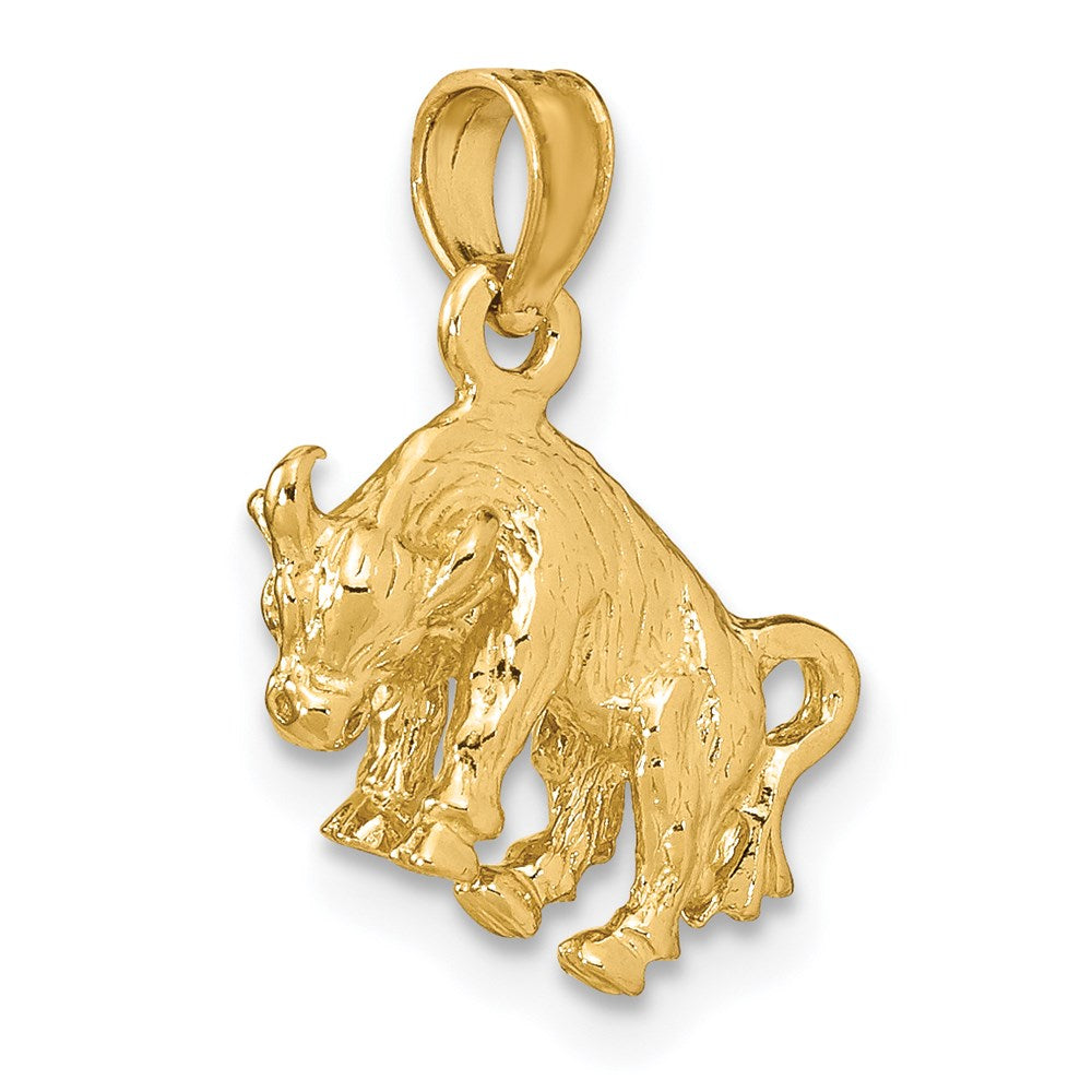 Gold 3-D Taurus Bull Zodiac Charm Necklace Model-C3144 - Charlie & Co. Jewelry