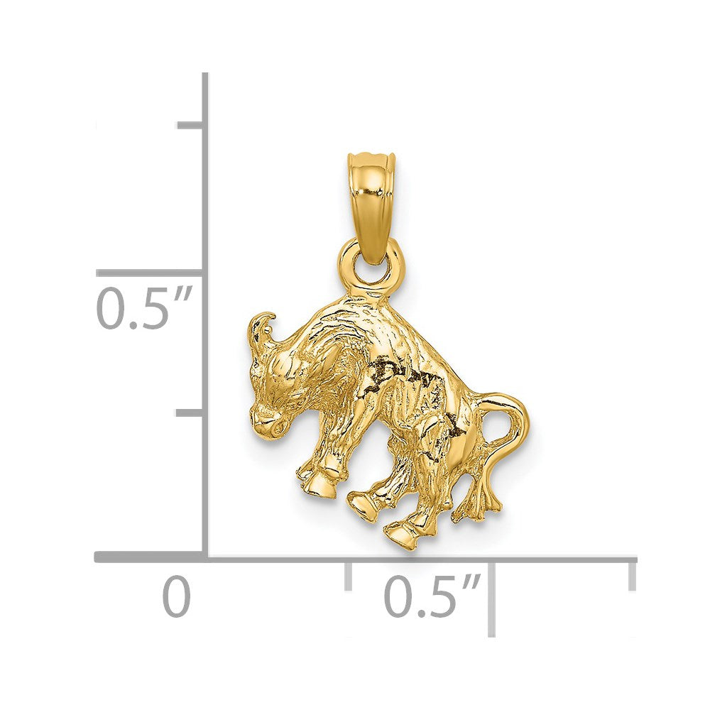 Gold 3-D Taurus Bull Zodiac Charm Necklace Model-C3144 - Charlie & Co. Jewelry