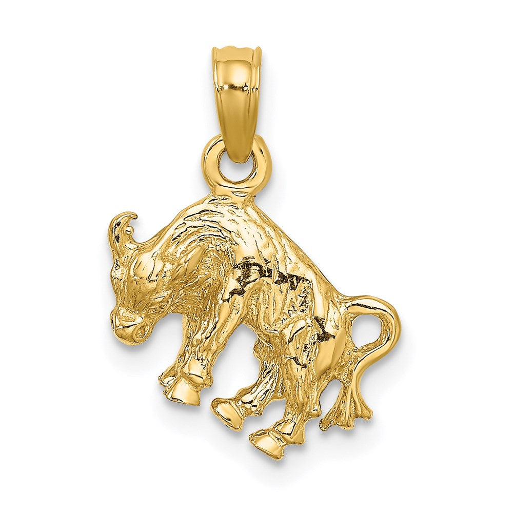 Gold 3-D Taurus Bull Zodiac Charm Necklace Model-C3144 - Charlie & Co. Jewelry