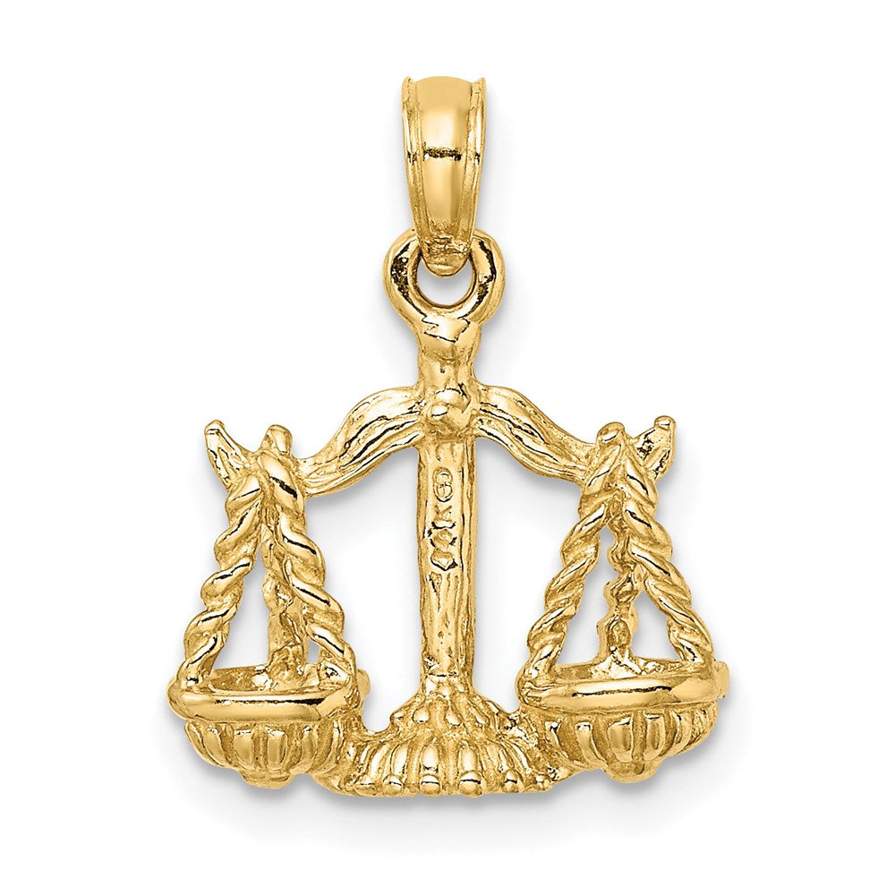 Gold 3-D Small Libra Scale Zodiac Charm Necklace Model-C3149 - Charlie & Co. Jewelry