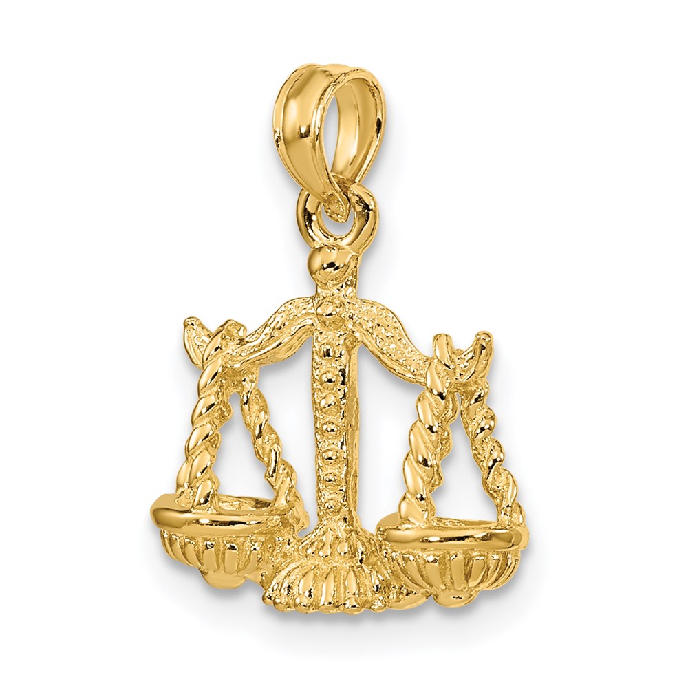 Gold 3-D Small Libra Scale Zodiac Charm Necklace Model-C3149 - Charlie & Co. Jewelry