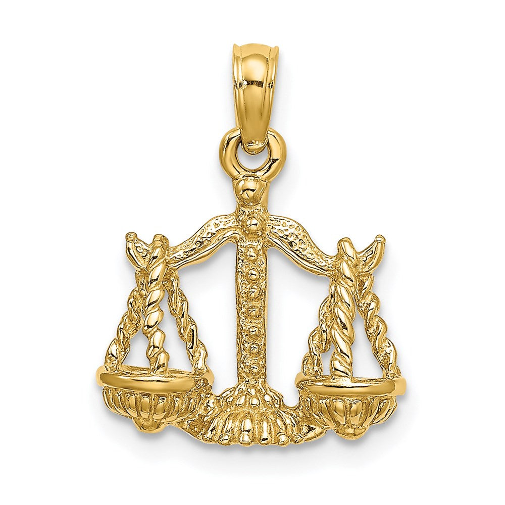 Gold 3-D Small Libra Scale Zodiac Charm Necklace Model-C3149 - Charlie & Co. Jewelry