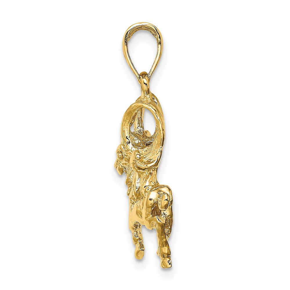 Gold Large Aries Ram Zodiac Charm Necklace Model-C3167 - Charlie & Co. Jewelry