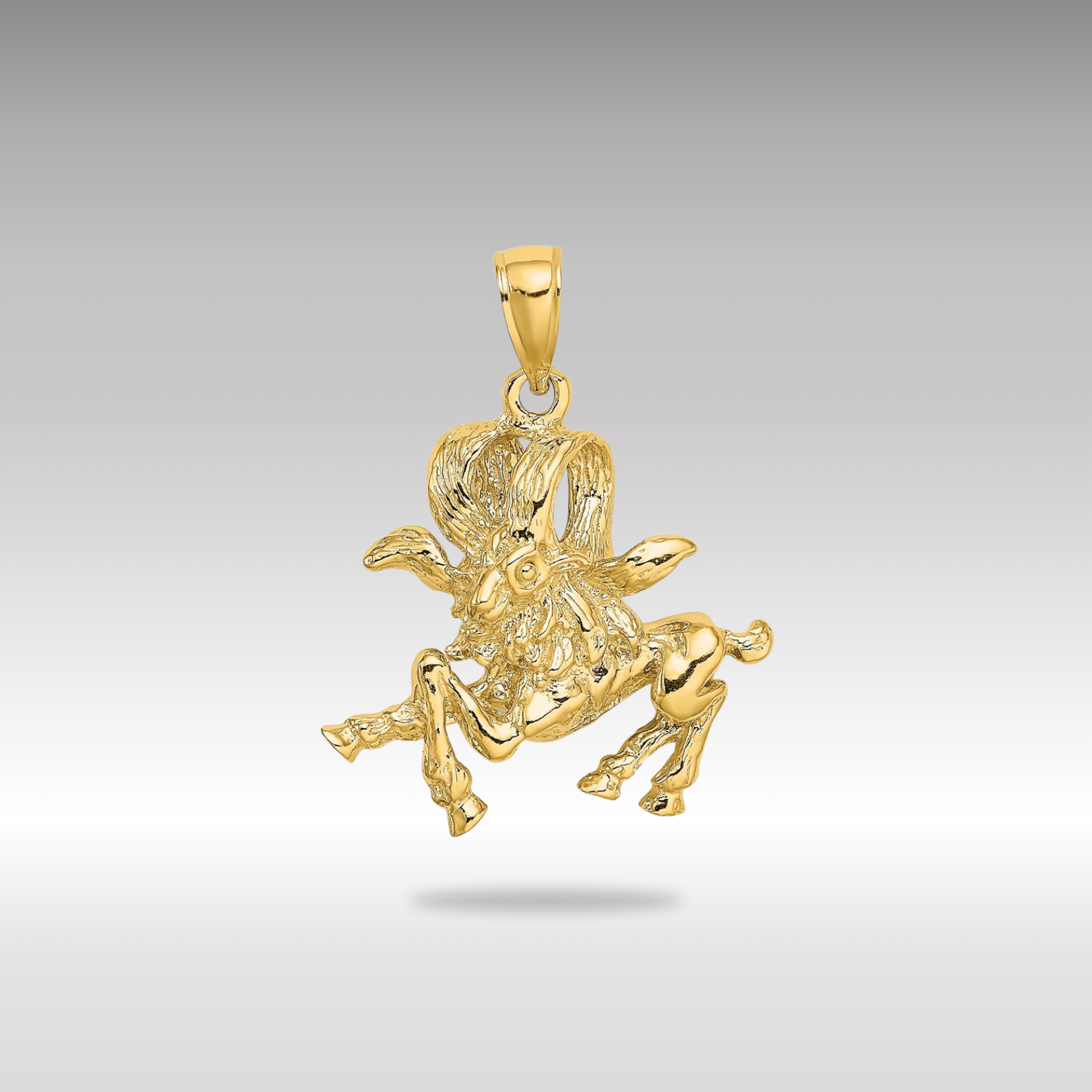 Gold Large Aries Ram Zodiac Charm Necklace Model-C3167