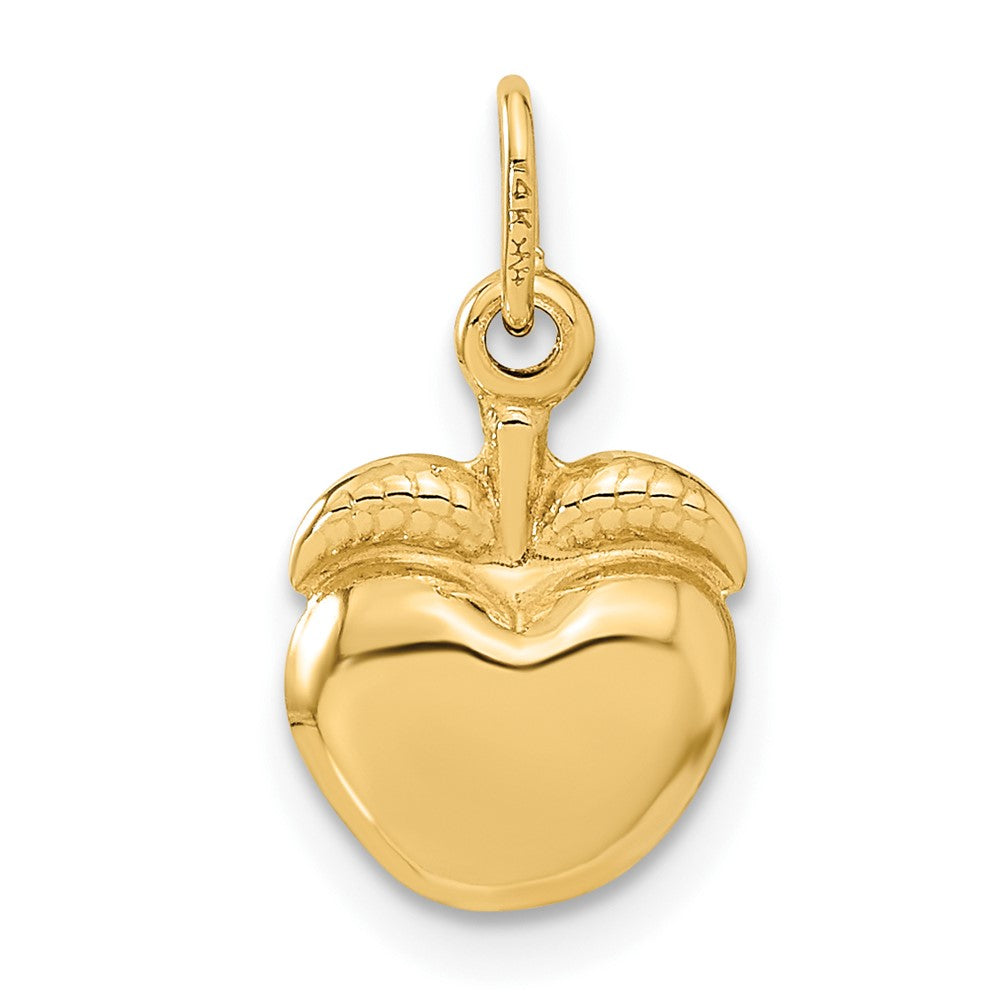 Gold Small Polished Apple Charm Necklace Model-C3203 - Charlie & Co. Jewelry