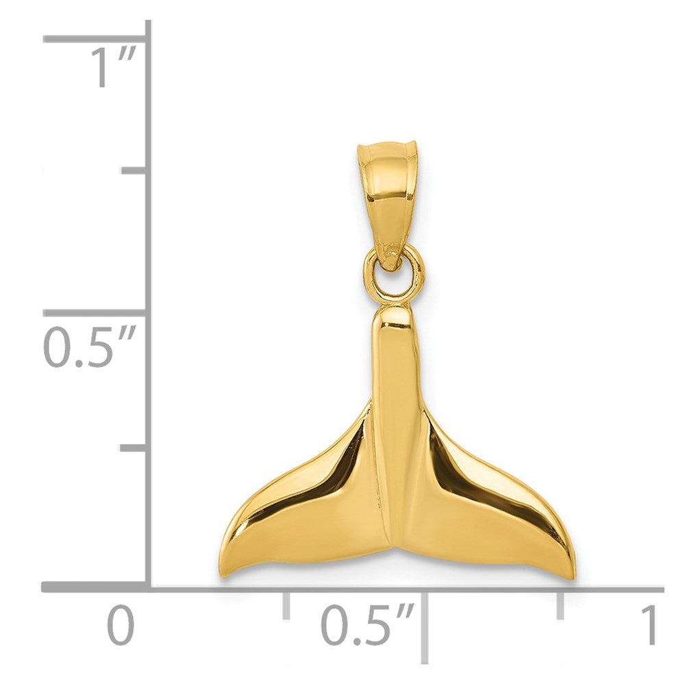 Charlie & Co Jewelry | 14k Solid Polished Open-backed Whale Tail Pendant - Model C3430