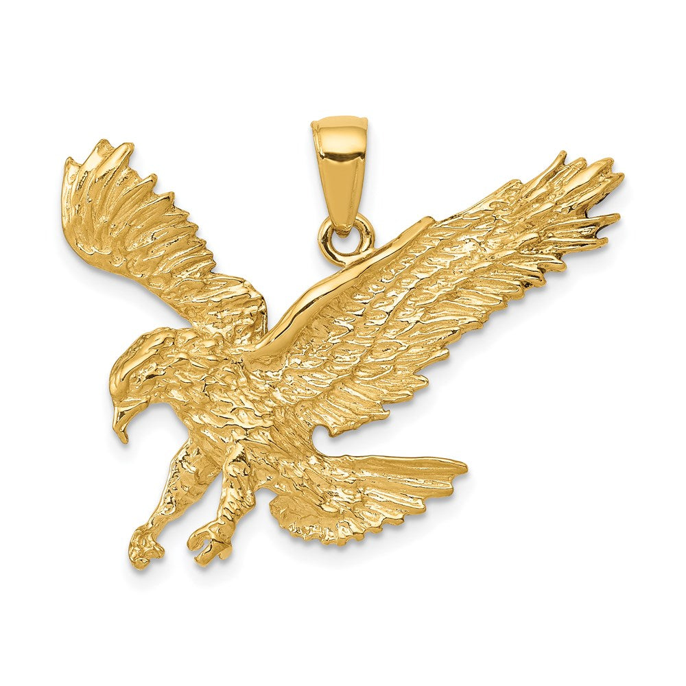 Gold Large Eagle Landing Pendant Necklace Model-C3489 - Charlie & Co. Jewelry