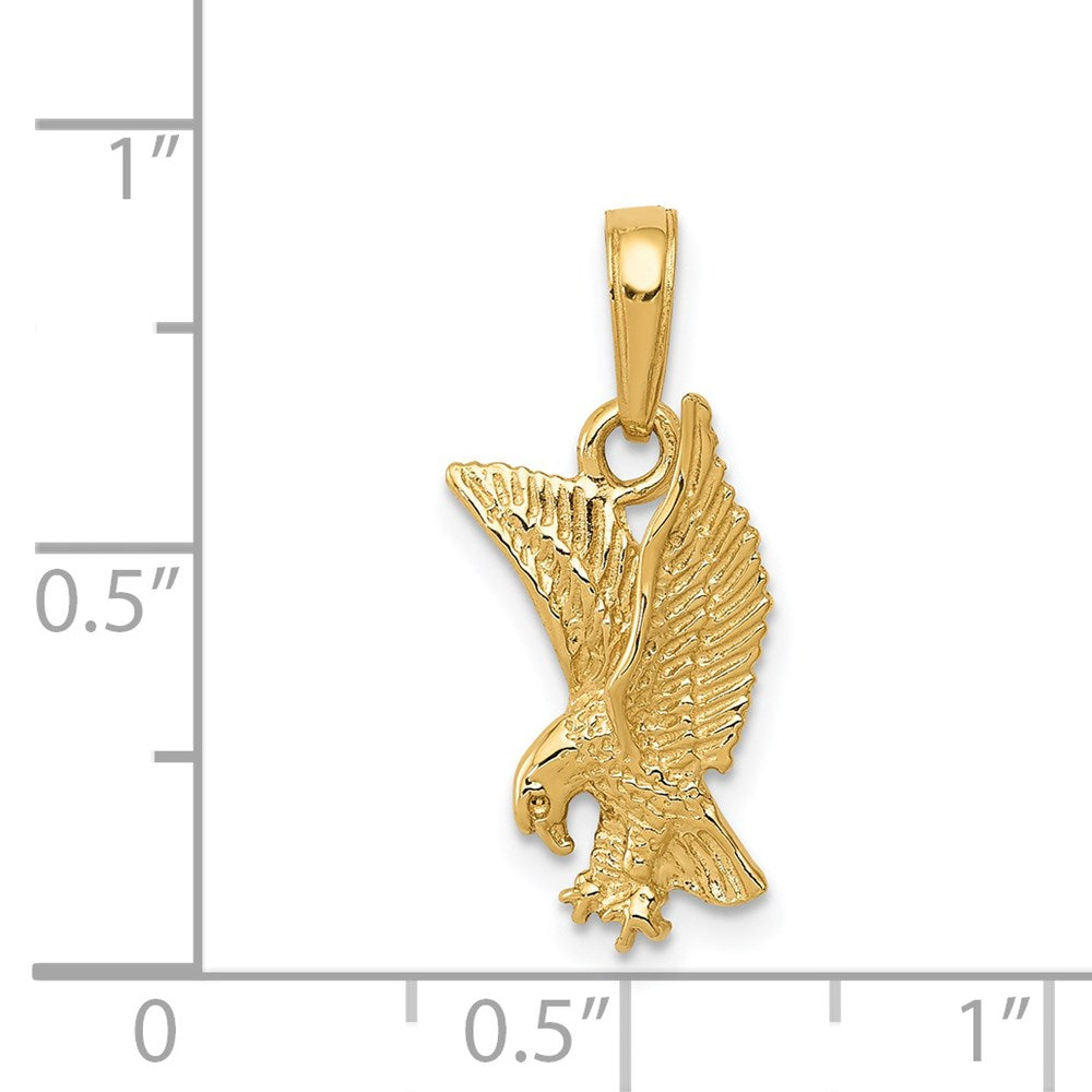 Gold Eagle Landing Necklace Pendant Model-C3490 - Charlie & Co. Jewelry