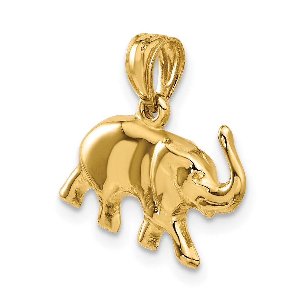 14K Gold 3D Elephant Necklace Pendant - Charlie & Co. Jewelry