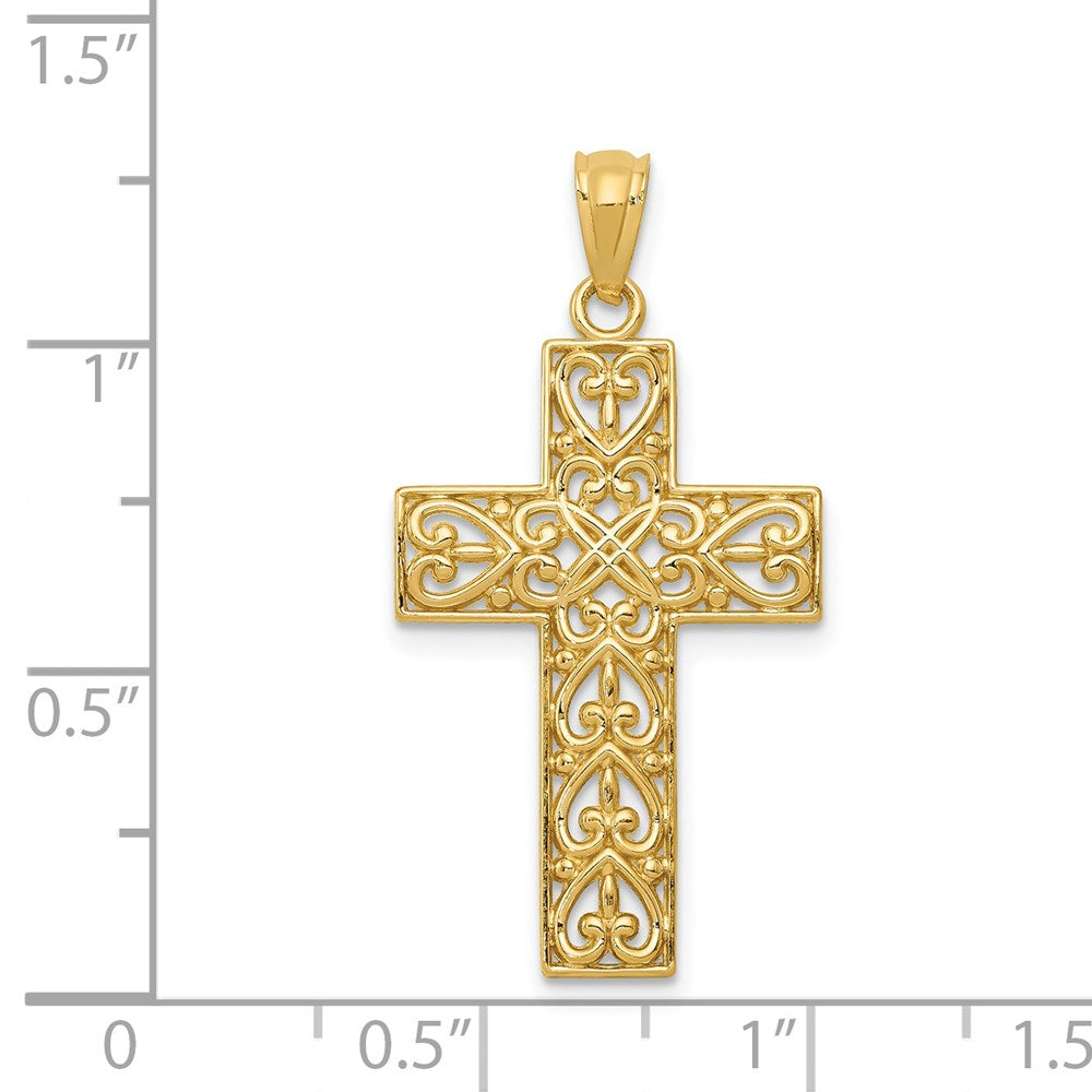 Charlie & Co Jewelry | 14k Diamond-cut Filigree Cross Pendant - Model C3604