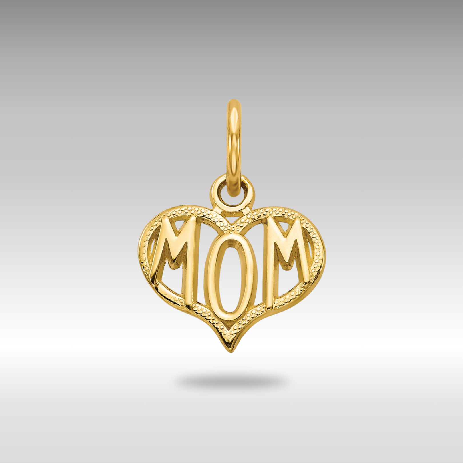 Gold MOM Heart Charm Necklace - Model C368 - Charlie & Co. Jewelry