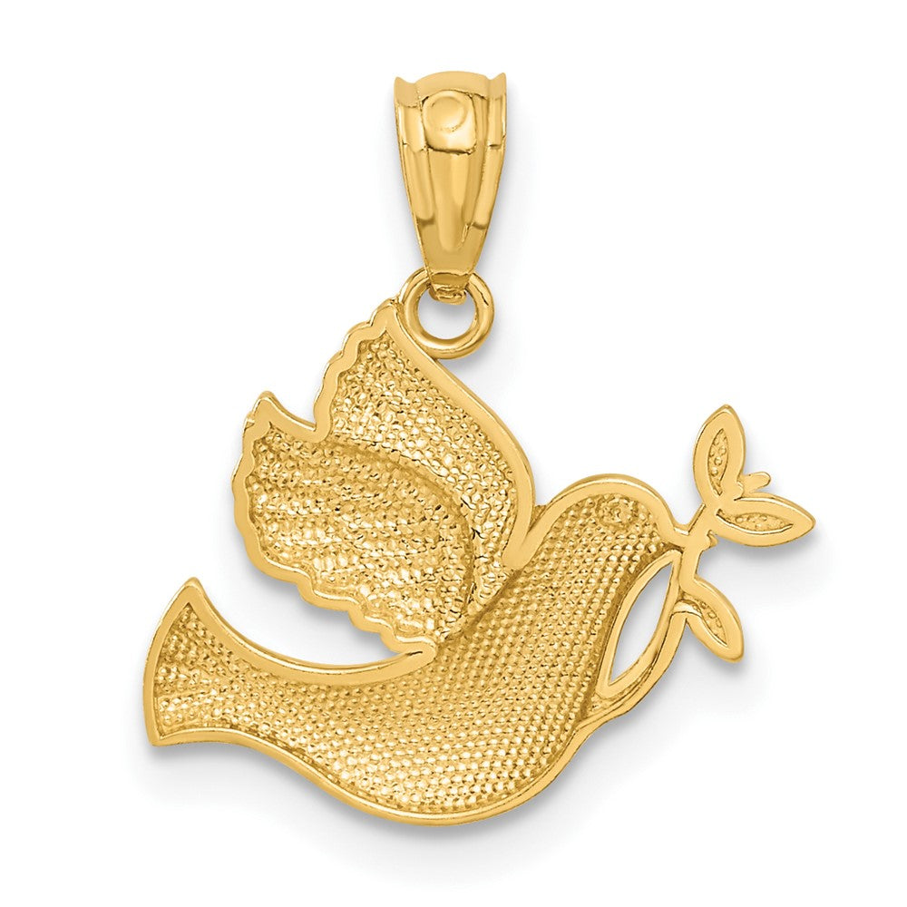 14K Yellow Gold and White Gold Dove Pendant Necklace - Charlie & Co. Jewelry