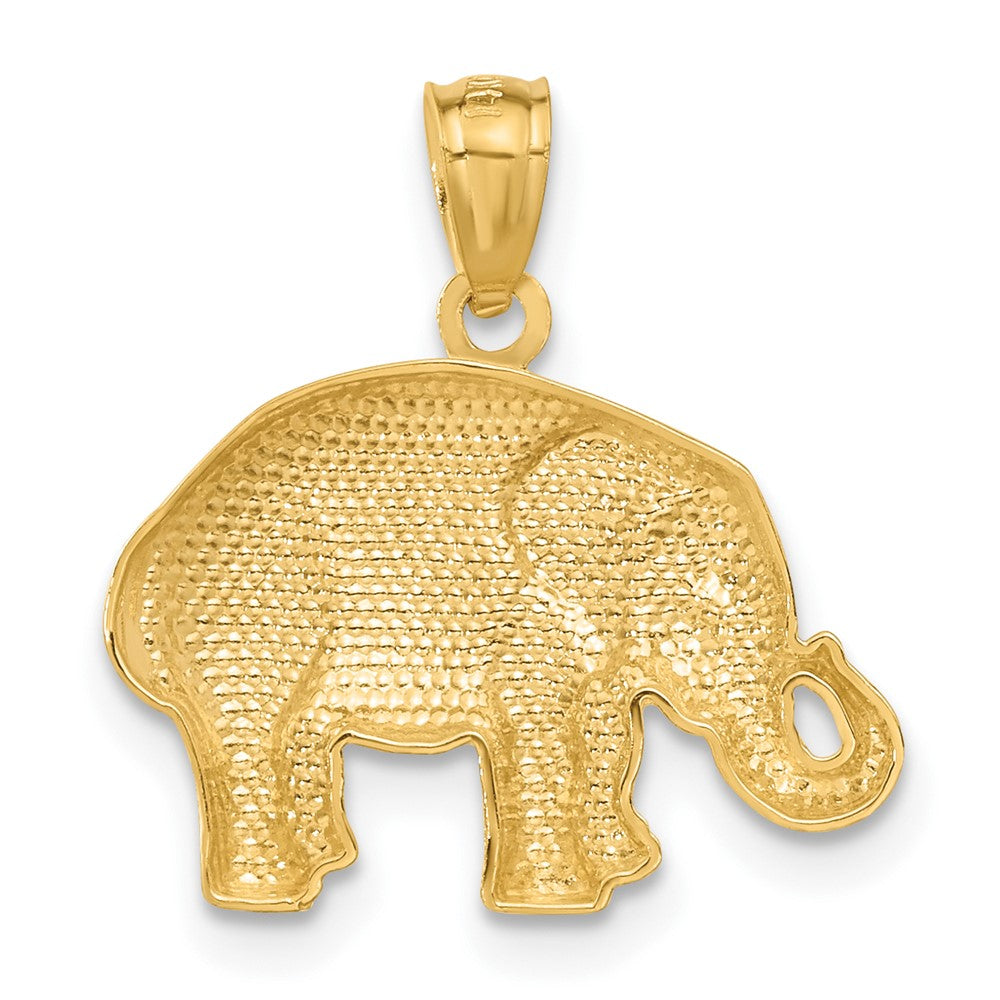 14K Gold Polished Elephant Necklace Pendant - Charlie & Co. Jewelry