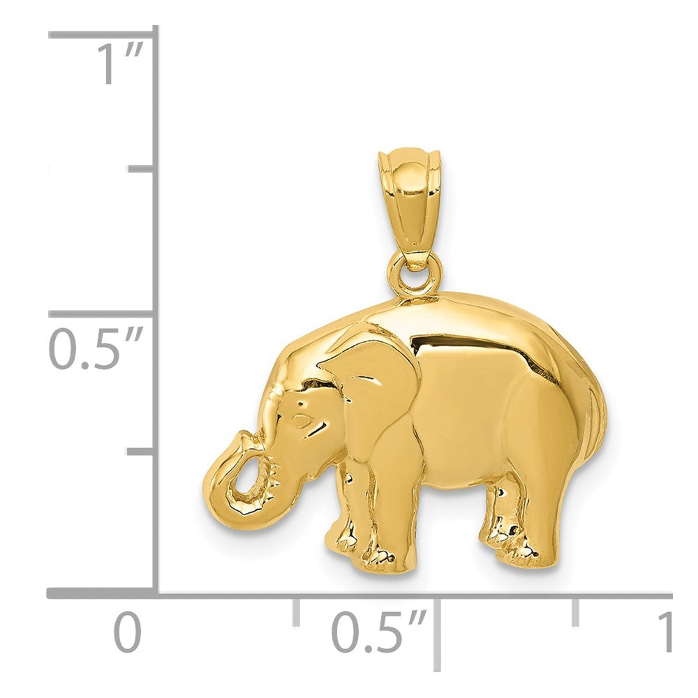 14K Gold Polished Elephant Necklace Pendant - Charlie & Co. Jewelry