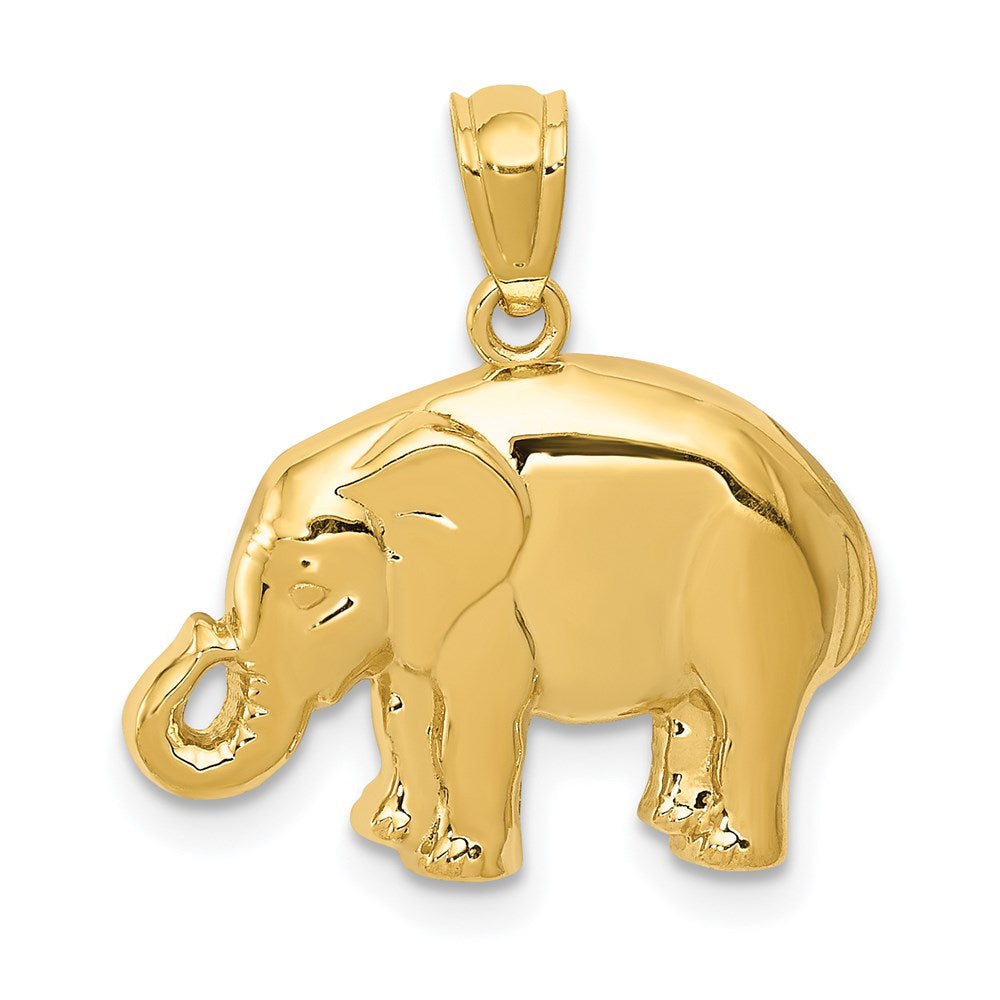 14K Gold Polished Elephant Necklace Pendant - Charlie & Co. Jewelry