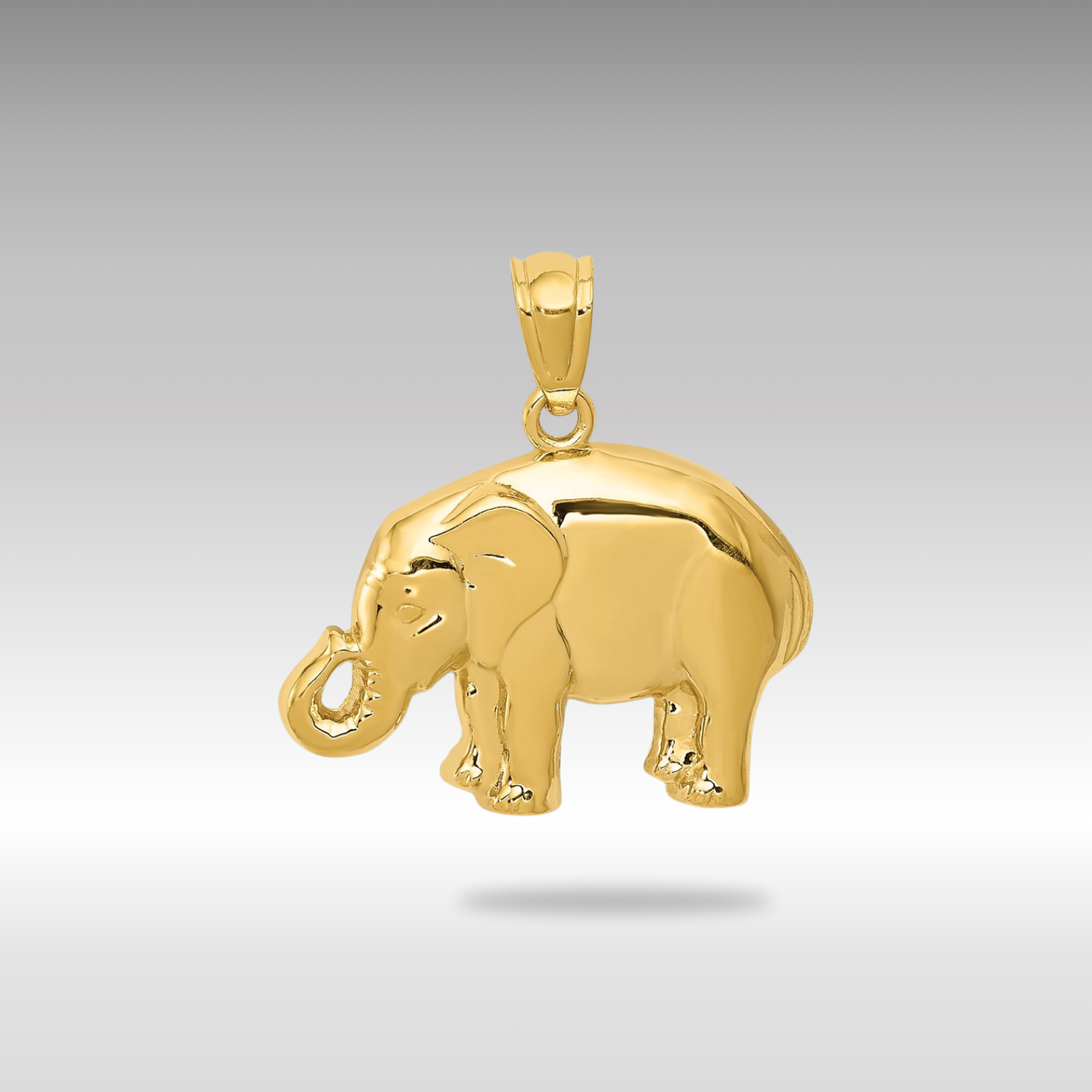 Gold Polished Elephant Necklace Pendant - Charlie & Co. Jewelry