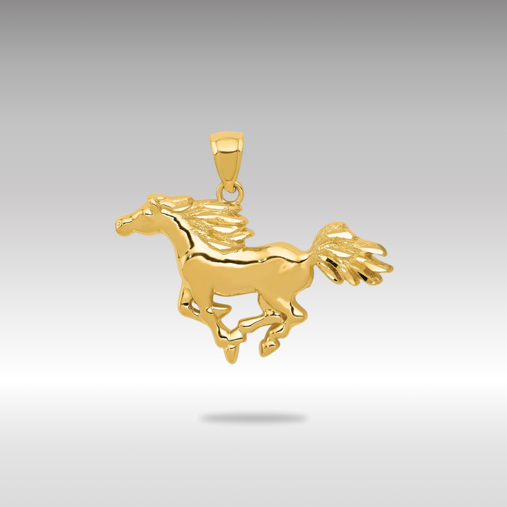 Gold Medium Polished Horse Necklace Pendant Model-4041 - Charlie & Co. Jewelry