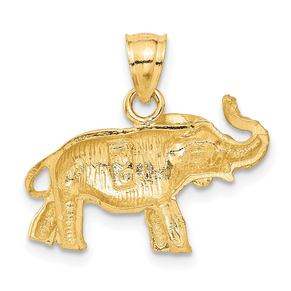 14K Gold Diamond-Cut Elephant Necklace Pendant - Charlie & Co. Jewelry