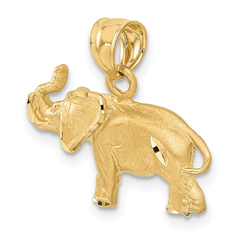 14K Gold Diamond-Cut Elephant Necklace Pendant - Charlie & Co. Jewelry