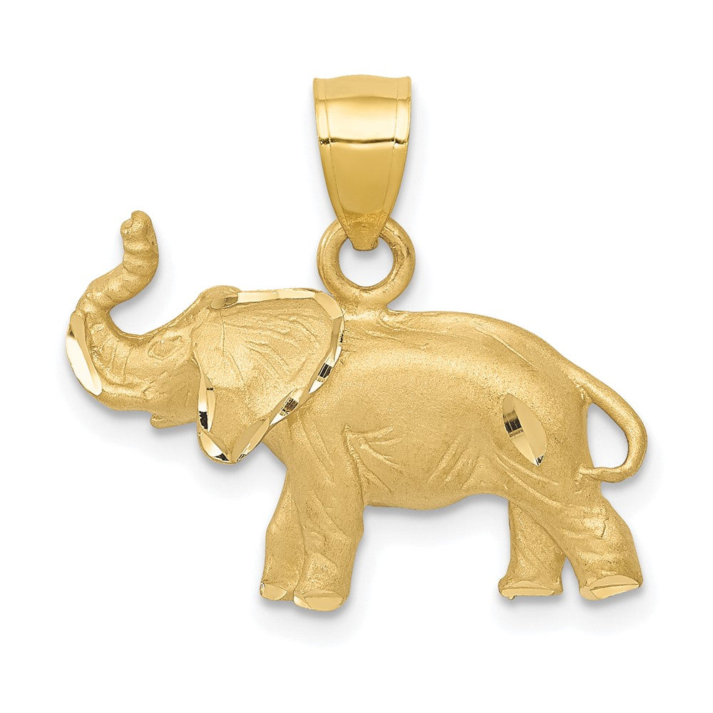 14K Gold Diamond-Cut Elephant Necklace Pendant - Charlie & Co. Jewelry