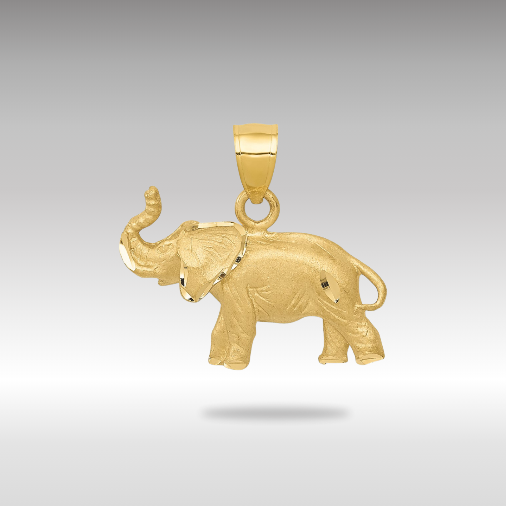 Gold Diamond-Cut Elephant Necklace Pendant - Charlie & Co. Jewelry