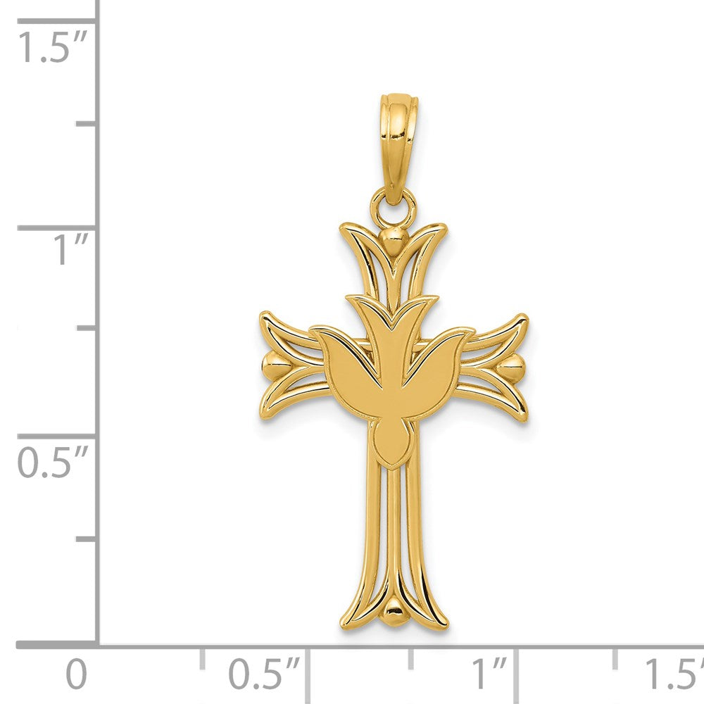 Charlie & Co Jewelry | 14k Dove On Cross Pendant - Model C4311