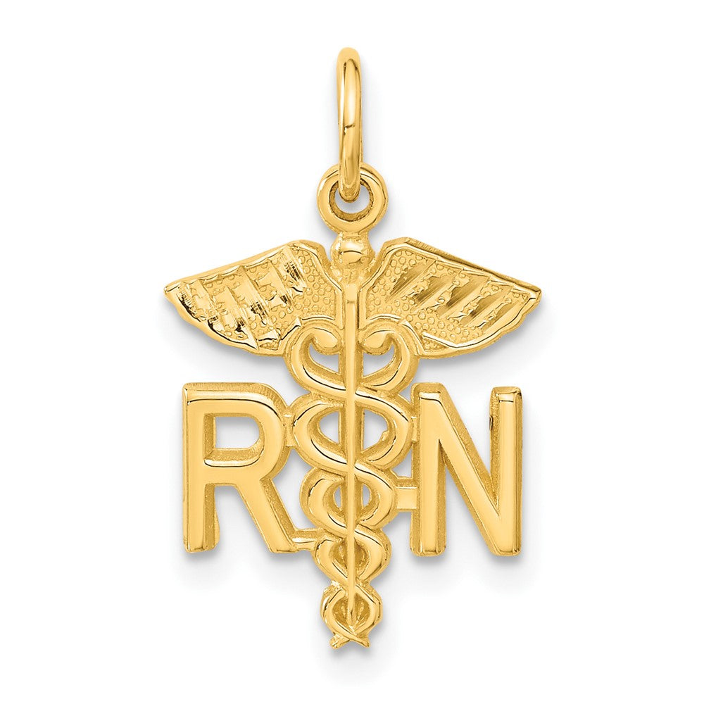 Gold RN Nurse Charm Necklace Model-C432 - Charlie & Co. Jewelry