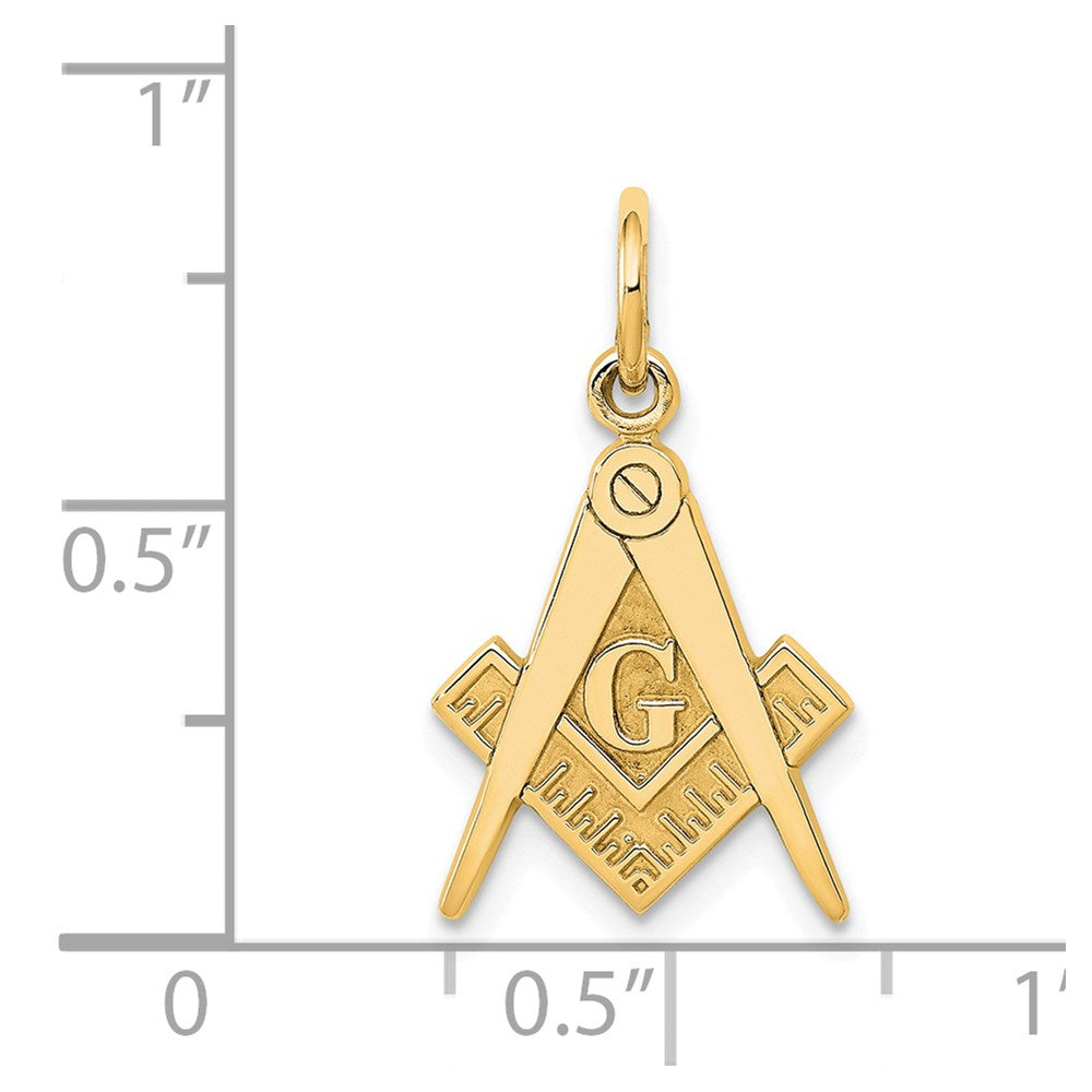 Gold Polished and Textured Masonic Symbol Pendant Necklace Model-C436 - Charlie & Co. Jewelry