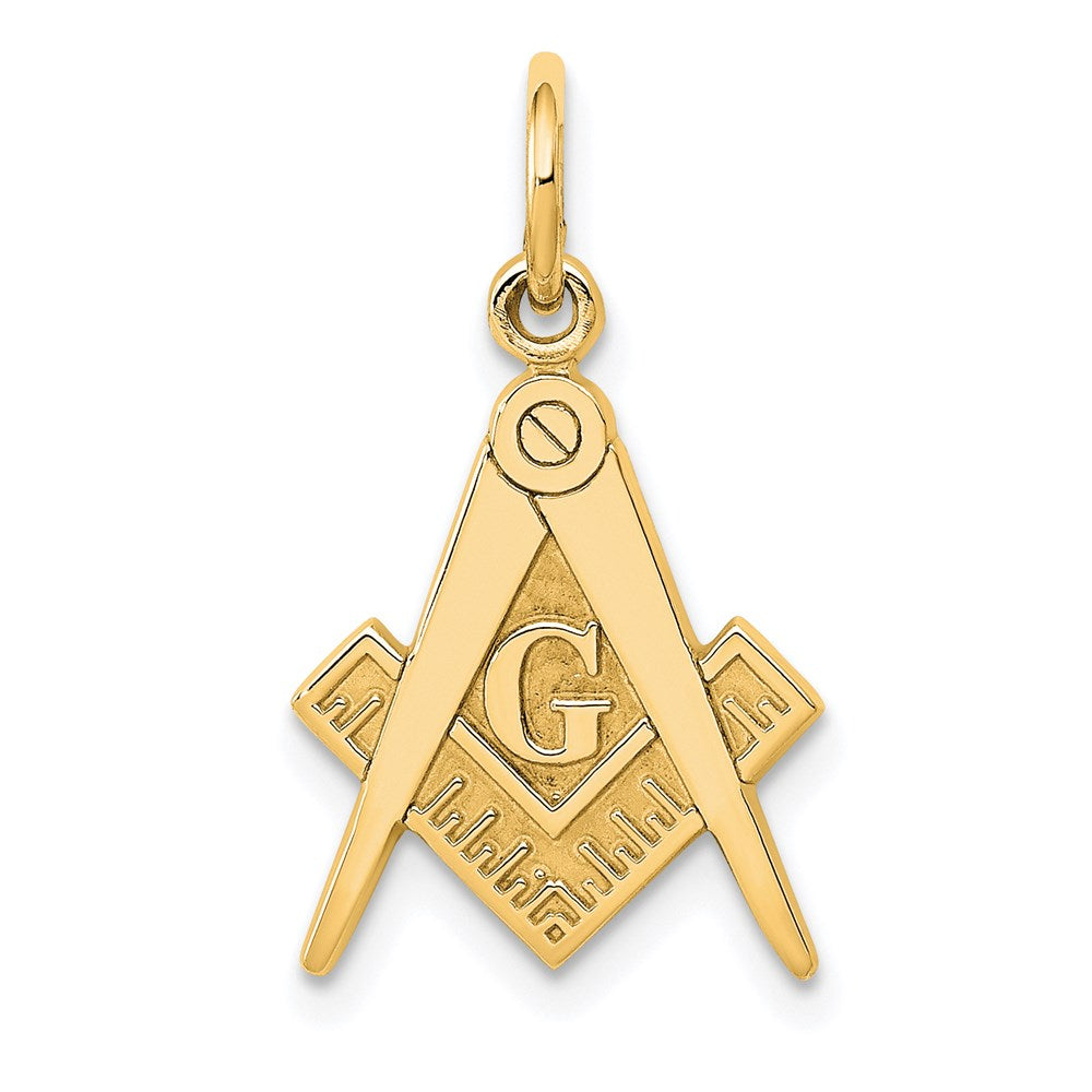 Gold Polished and Textured Masonic Symbol Pendant Necklace Model-C436 - Charlie & Co. Jewelry