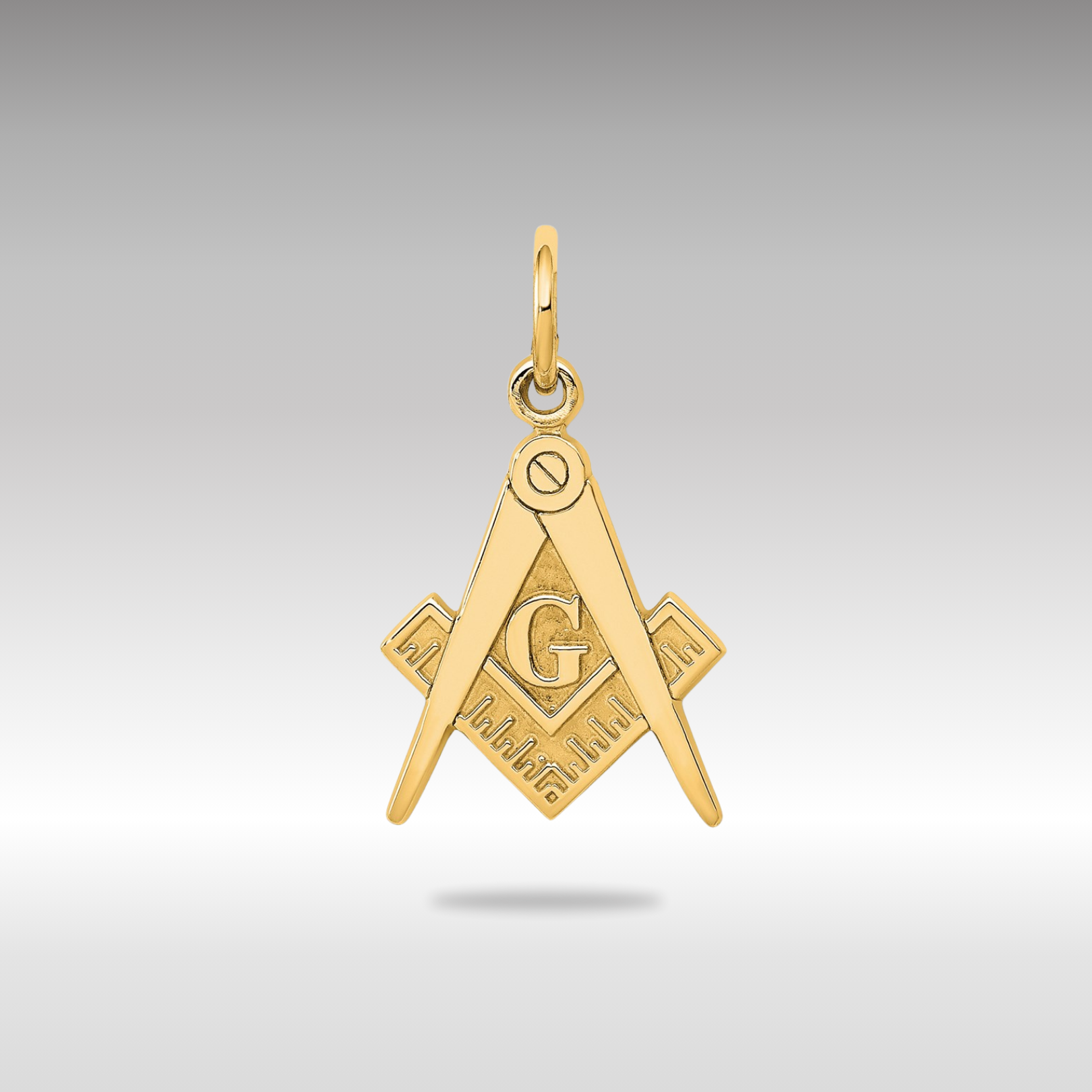 Gold Polished and Textured Masonic Symbol Pendant Necklace Model-C436 - Charlie & Co. Jewelry