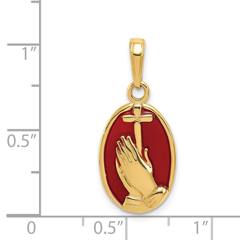 Charlie & Co Jewelry | 14k Red Enamel Praying Hands And Cross Pendant - Model C4420