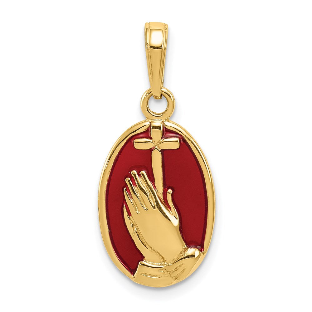 Charlie & Co Jewelry | 14k Red Enamel Praying Hands And Cross Pendant - Model C4420