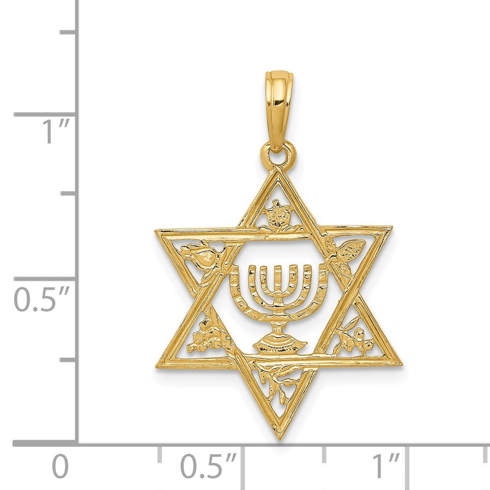 Charlie & Co Jewelry | 14k Star Of David W/menorah Pendant - Model C4452