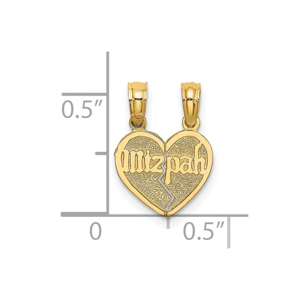 Gold Reversible Break apart Mizpah Heart Charm Necklace - Model C4456 - Charlie & Co. Jewelry