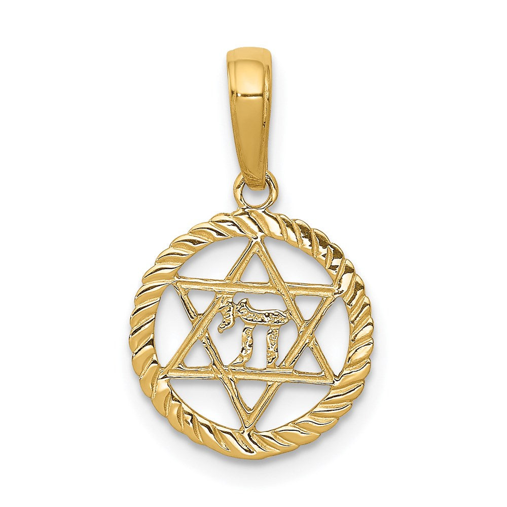 Charlie & Co Jewelry | 14k Star Of David And Chai In Circle Pendant - Model C4459