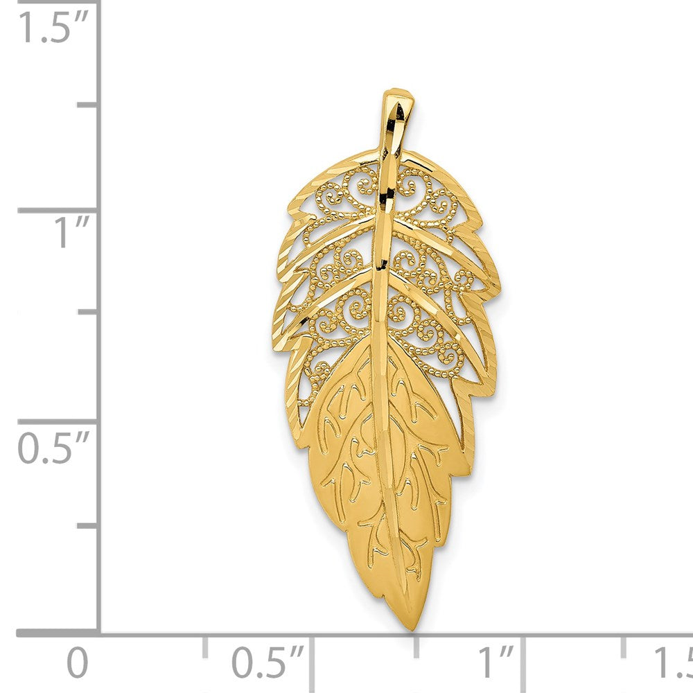 Charlie & Co Jewelry | 14k Yellow Gold Diamond Cut Leaf Chain Slide - Model C4494