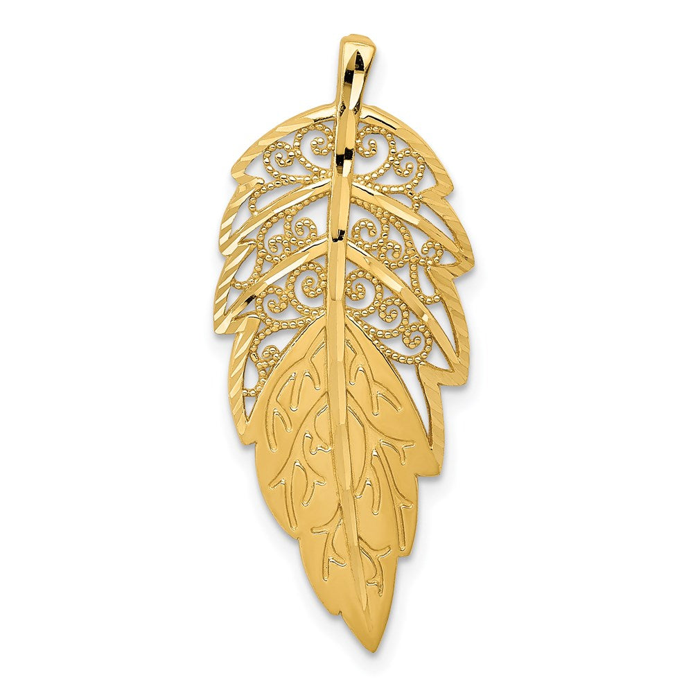 Charlie & Co Jewelry | 14k Yellow Gold Diamond Cut Leaf Chain Slide - Model C4494