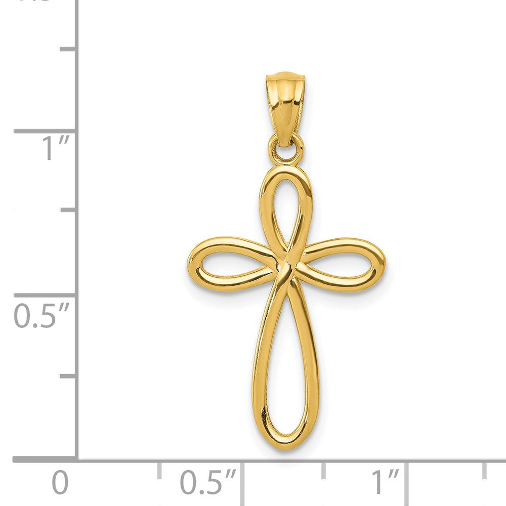 Charlie & Co Jewelry | 14k Yellow Gold Ribbon Cross Pendant - Model C4508
