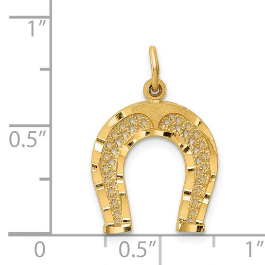 14k Gold Horseshoe Necklace Charm - Charlie & Co. Jewelry